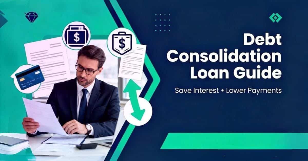 Person reviewing debt consolidation loan documents with calculator comparing credit card rates and personal loan APRs β 2026 guide